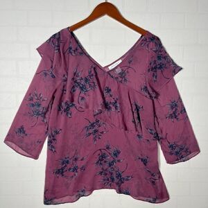 Motherhood Maternity Blouse Womens Size S Floral Ruffle Sheer